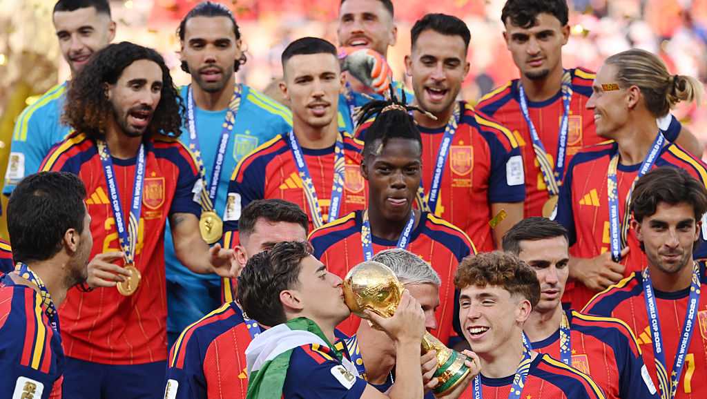 Pucker up: Spain's World Cup win was full of kisses