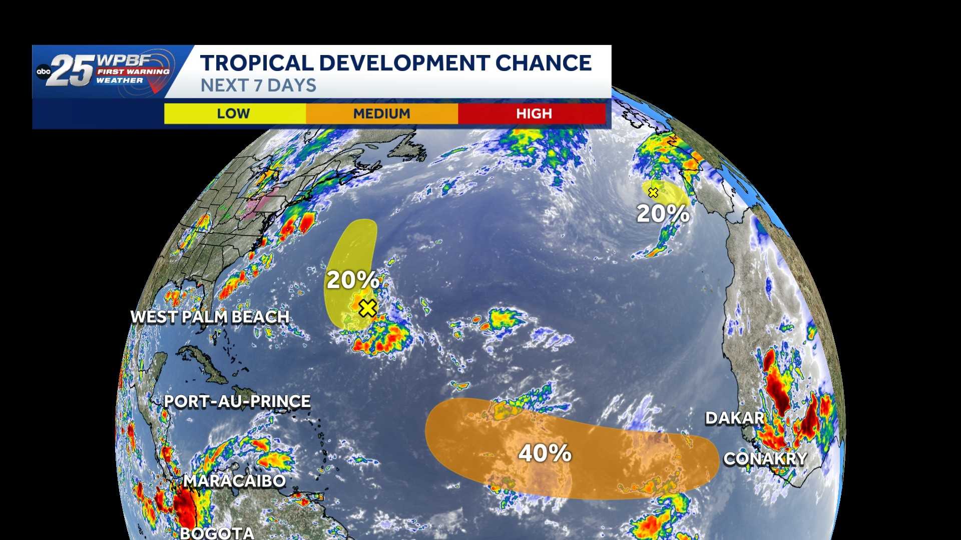 Tropical development possible in 3 areas of the Atlantic