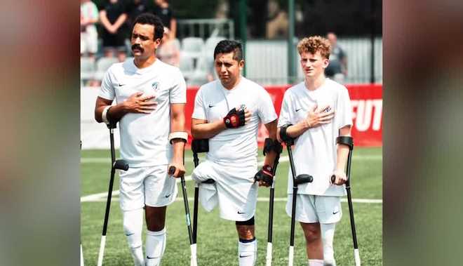 fifteen-year-old liam fanning, a sophomore at susquehannock high school in glen rock, york county, competed for the u.s. national amputee soccer team in his first international tournament in poland.