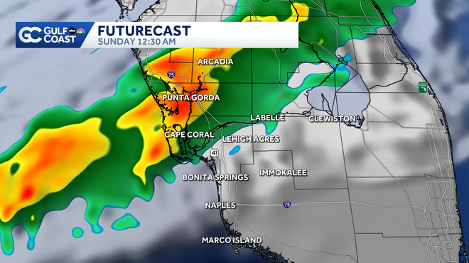 Gusty winds today, periods of rain Sunday