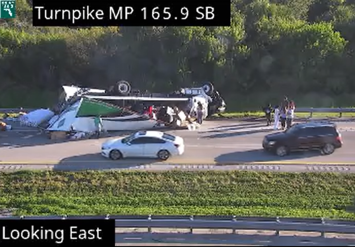 Crash with injuries stalls Turnpike traffic near mile marker 166