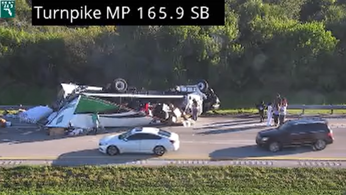 Crash with injuries stalls Turnpike traffic near mile marker 166