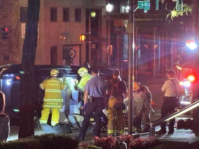 First responders on scene of rollover crash in Downtown Pittsburgh