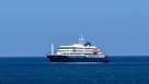 A general view of the cruise ship MV Hondius stationary off the port of Praia, the capital of Cape Verde, on May 3, 2026.