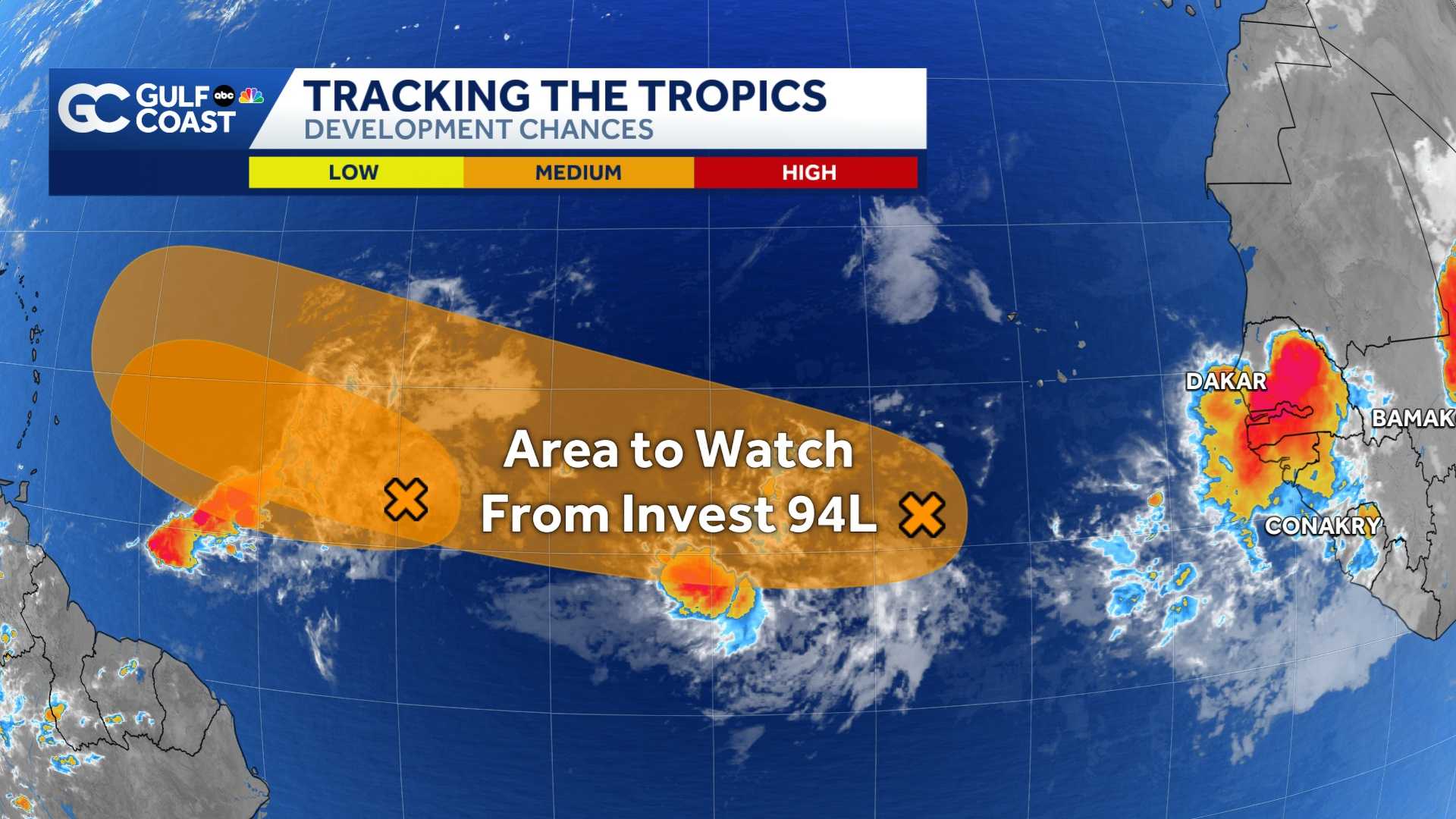 Area to watch over the Atlantic Ocean from Invest 94L