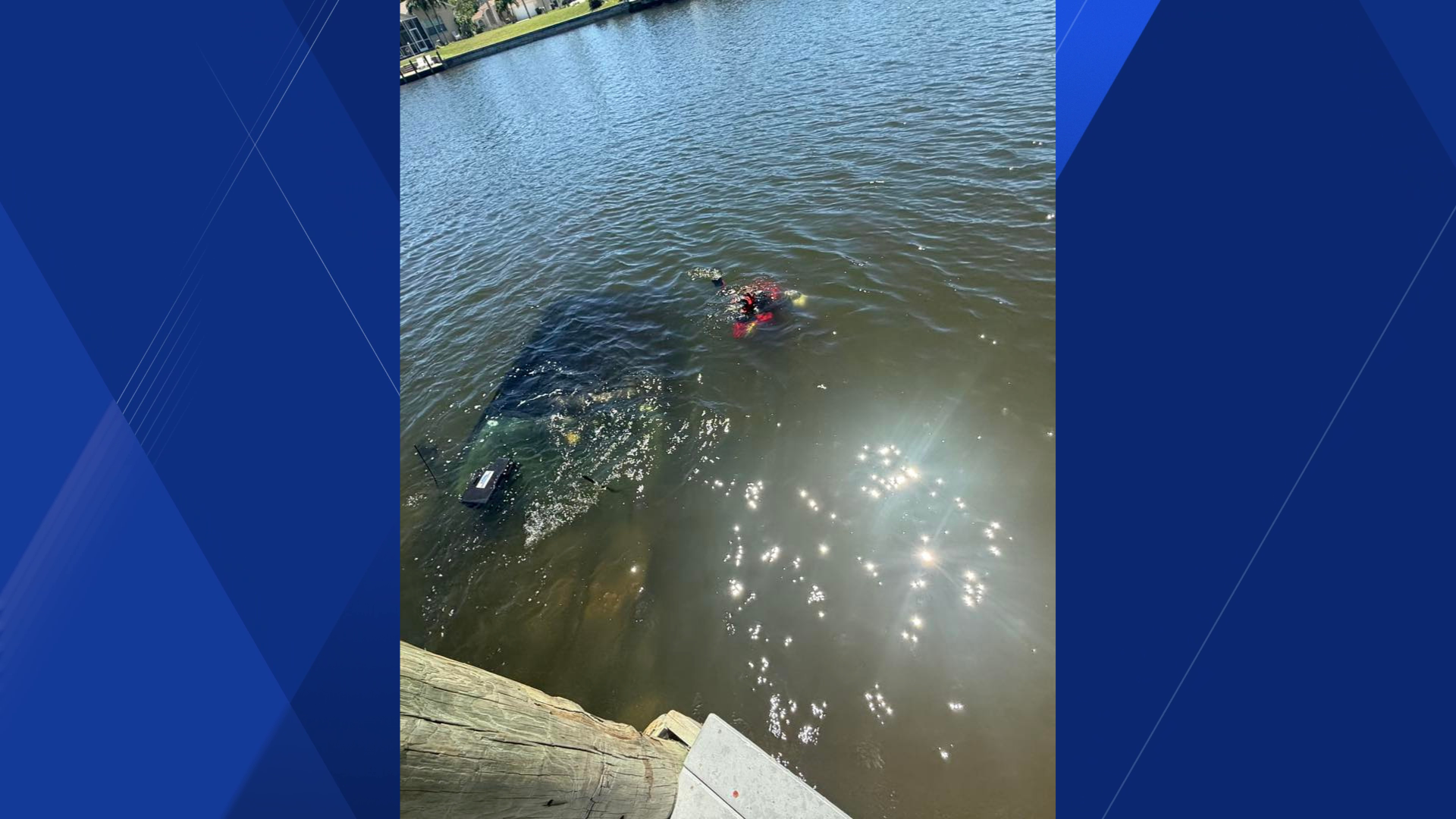 Vehicle ends up in canal at Burnt Store Boat Ramp in Cape Coral