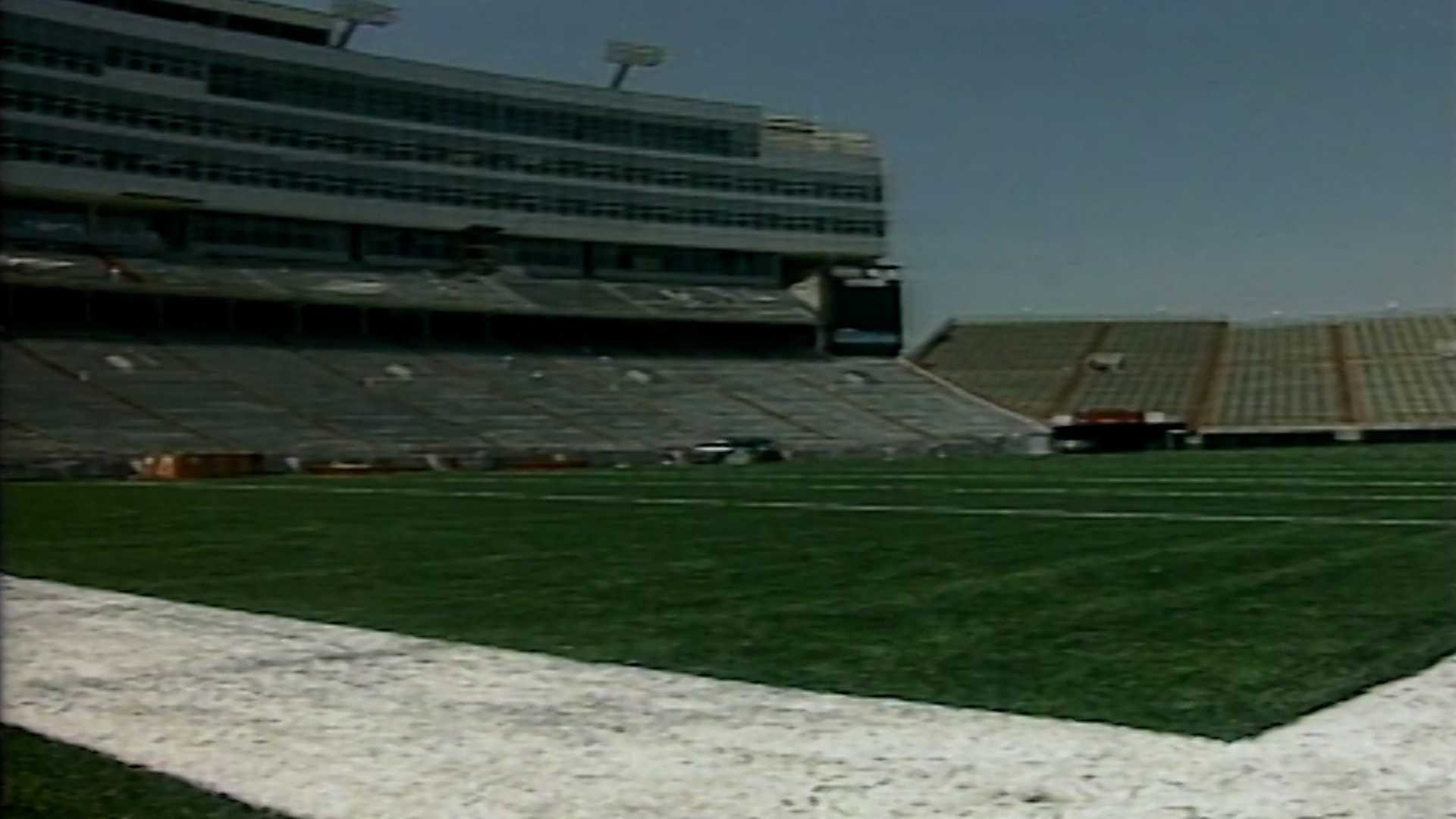 Husker Athletics installs new turf at Memorial Stadium in 1999