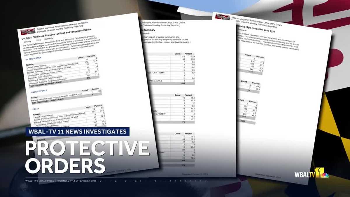 WBAL-TV 11 News Investigates probe finds protective order filings increasing in Maryland