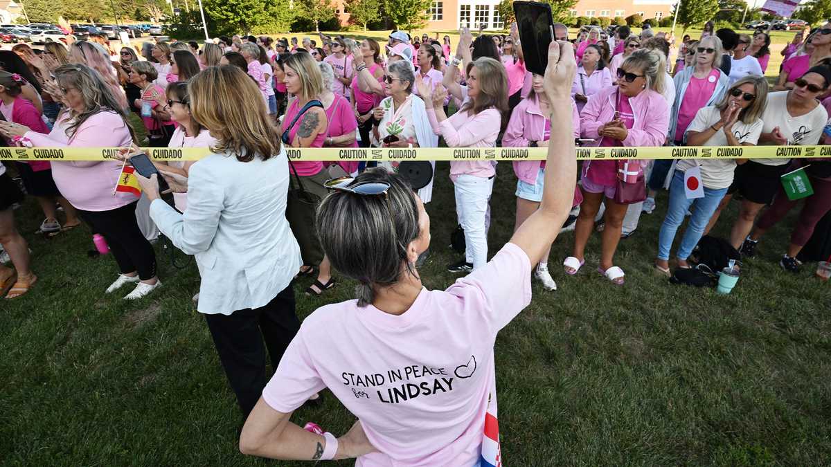 Lindsay Clancy supporters gather outside court as testimony resumes
