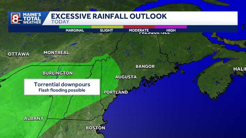 Downpours pose flash flood risk in parts of Maine