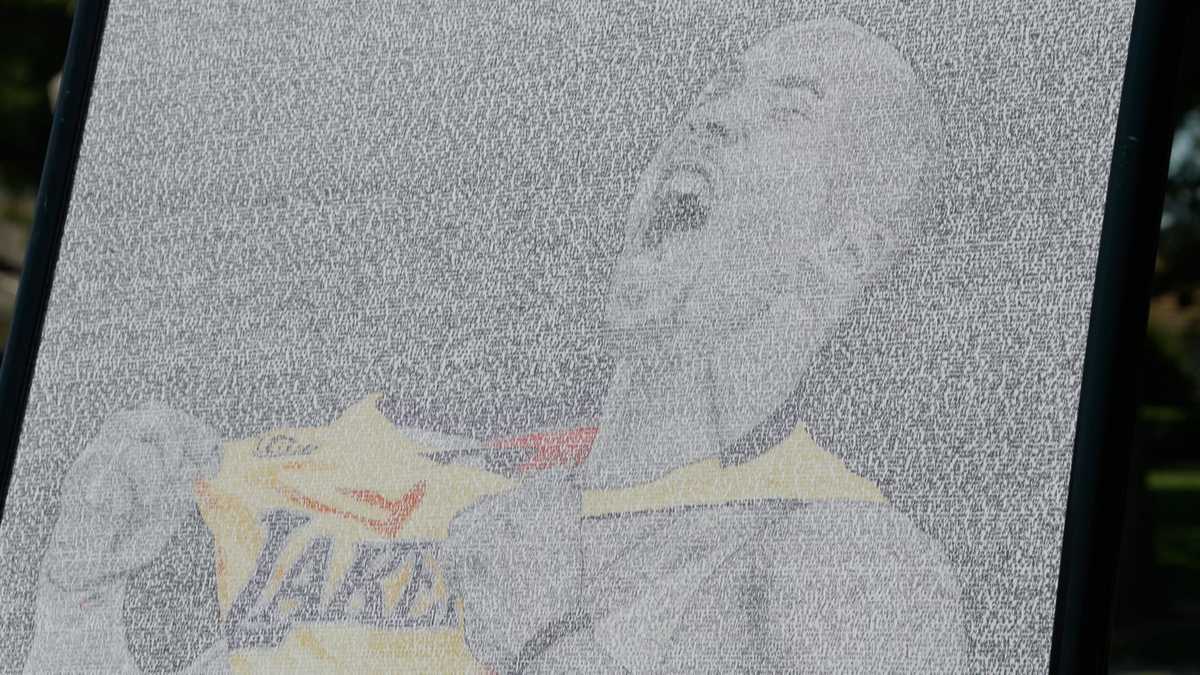 Lathrop artist honors Kobe Bryant with handwritten word art