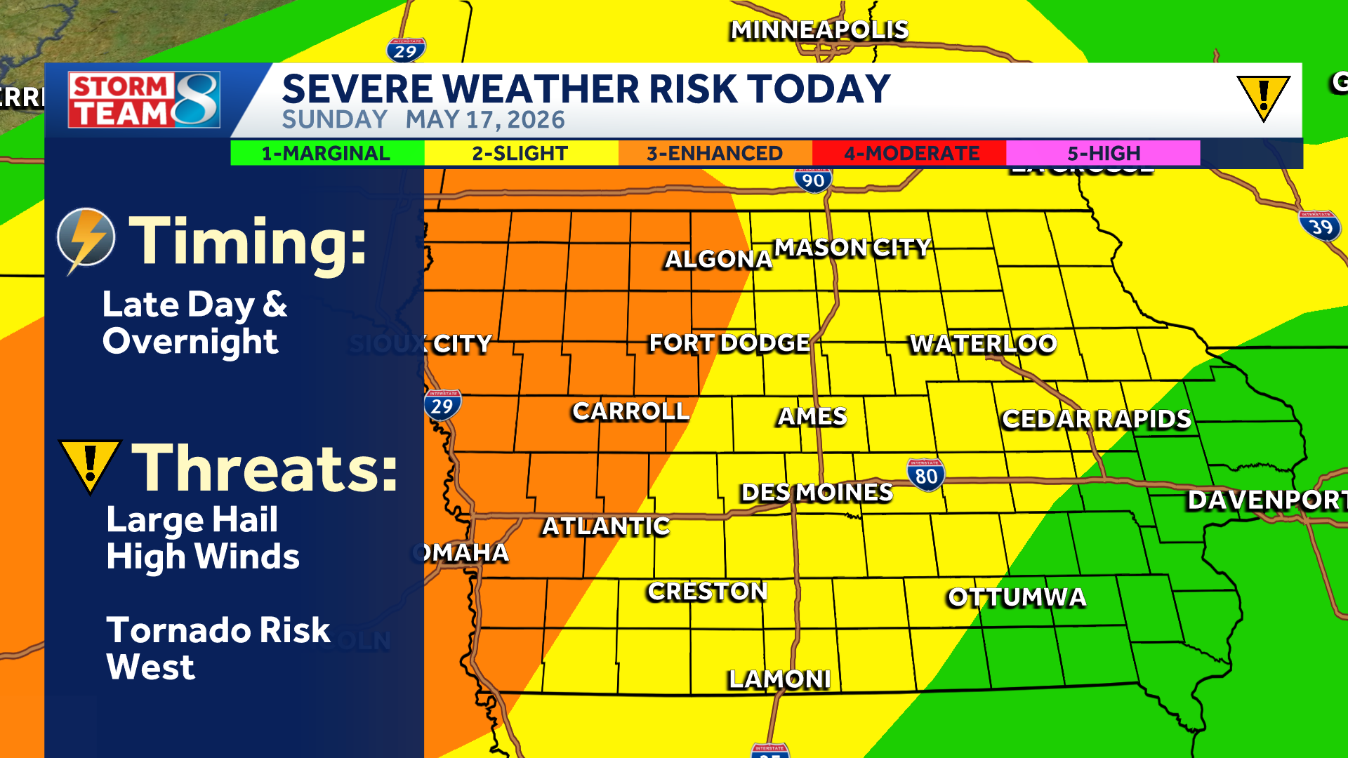Storms move east Sunday night, more expected Monday evening