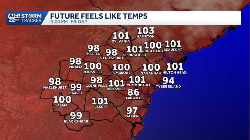 Dangerously hot feel-like temperatures in the forecast for Savannah and the LowCountry