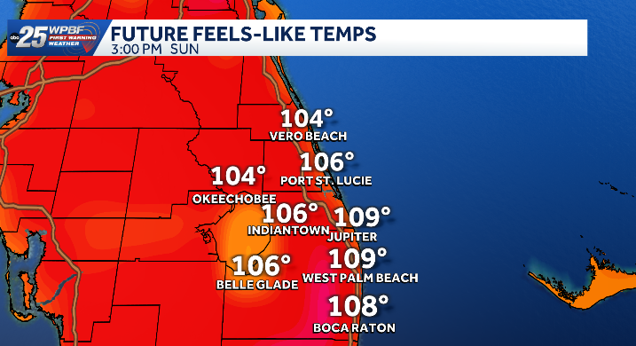 Impact weather with feels-like temps in the triple digits across South Florida
