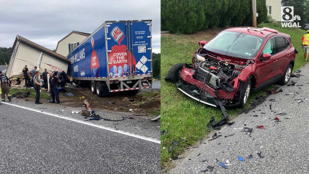 Tractor-trailer plows into Pa. garages after SUV runs stop sign, police ...