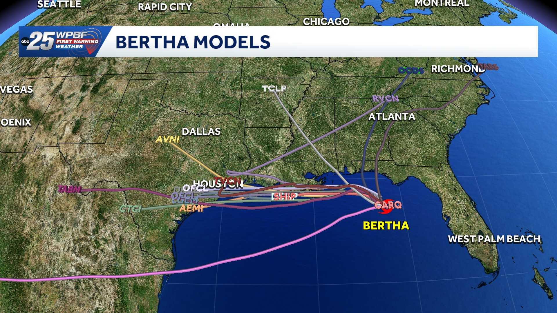 Tracking Bertha: Computer models and maps