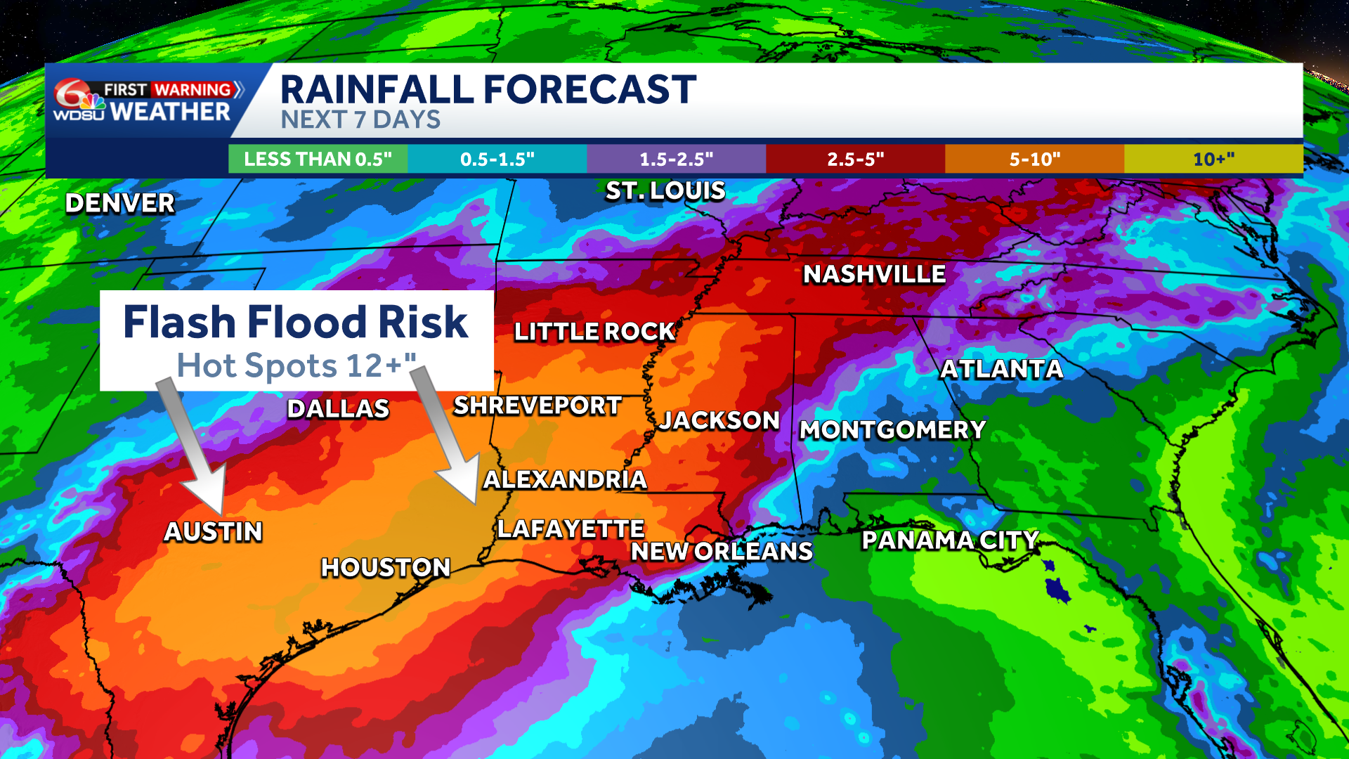 Impact Day: Threat for flash flooding possible today, next several days across Louisiana, region