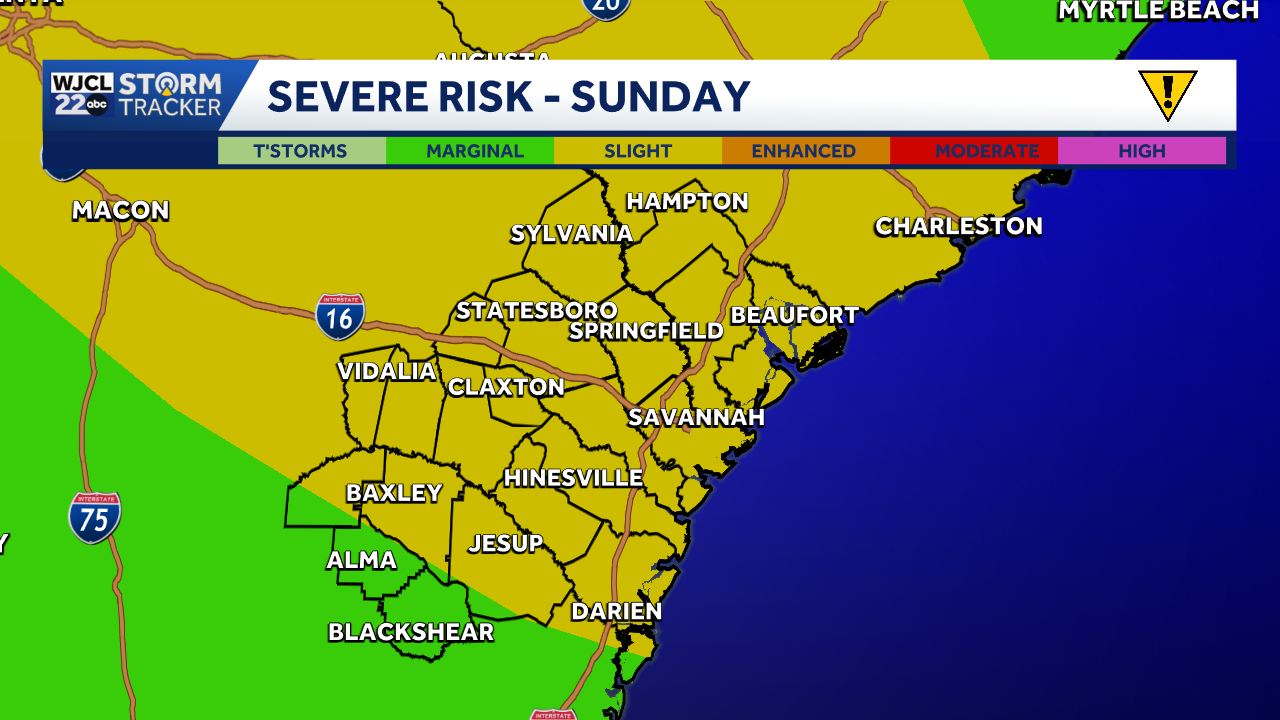 Severe weather possible for parts of Southeast Georgia & the Lowcountry on Sunday