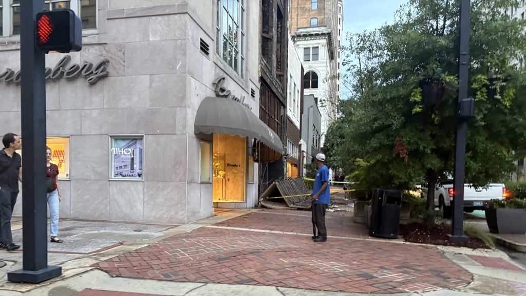 Brick and wood framing exposed after Birmingham facade falls