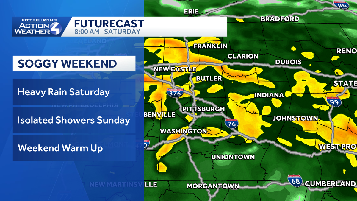 Soggy weather heading into Memorial Day weekend for the Pittsburgh area
