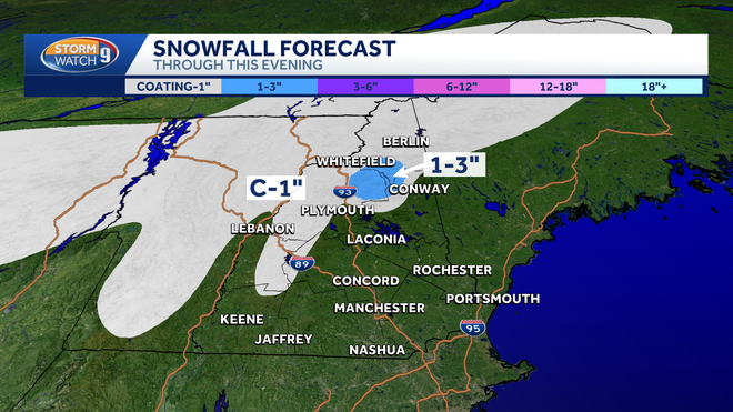 Rain, wet snow throughout the day Sunday in New Hampshire