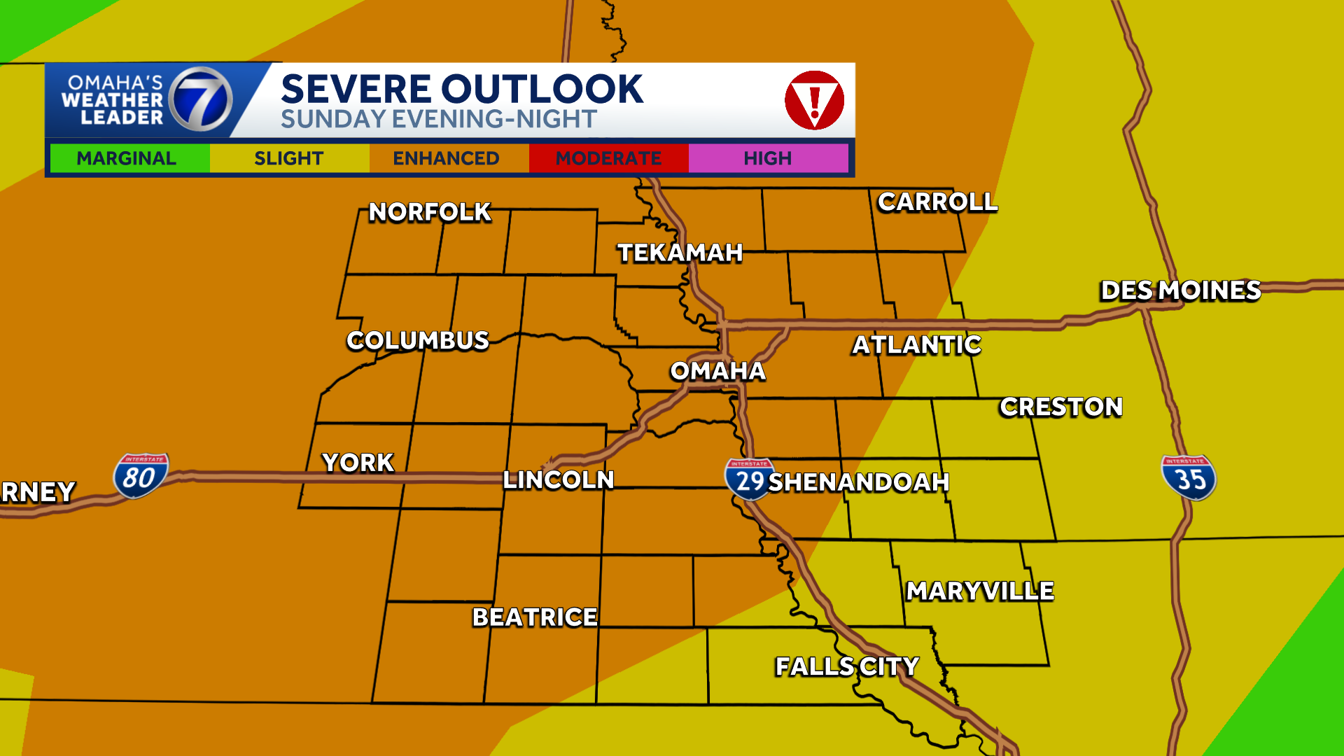 Severe storms possible Sunday evening, Monday afternoon