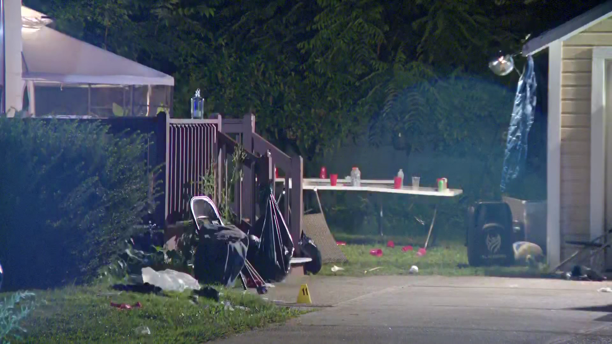Photo: wcvb.com evidence marker at scene of shooting in taunton with multiple injuries