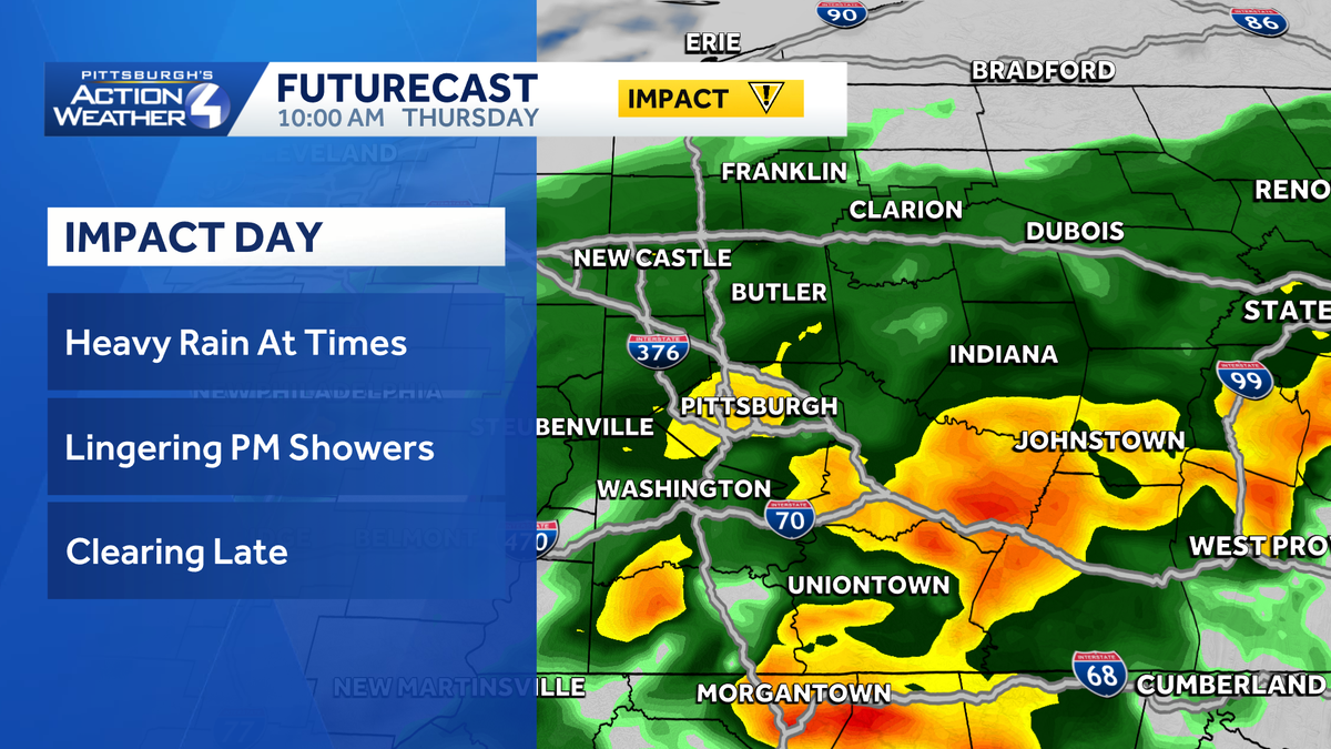 Heavy rain for the Pittsburgh area as Flood Watch stays in effect through 2 p.m.