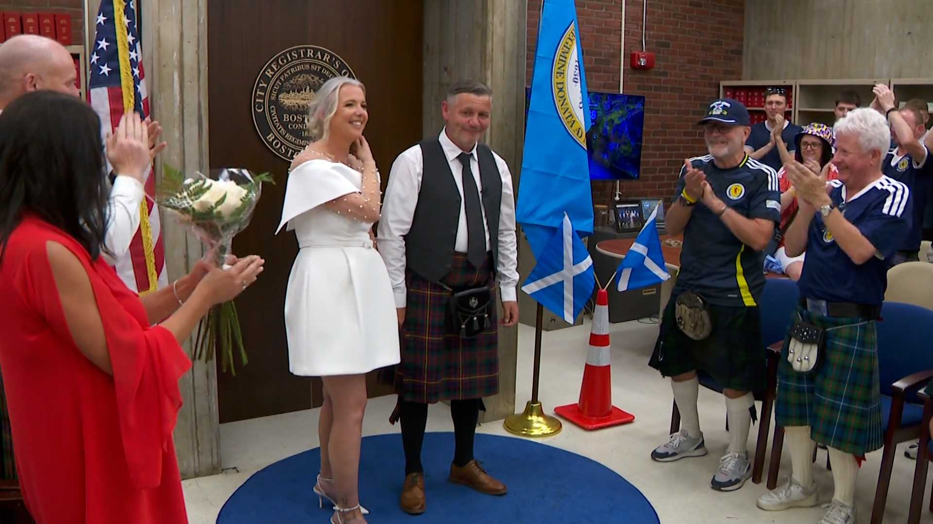 Scotland couple marries at Boston City Hall 'because of the World Cup'