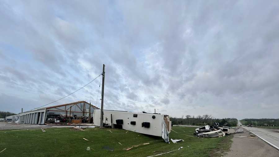 PHOTOS: Damage in Hillsdale, Kansas, after tornado-warned storm