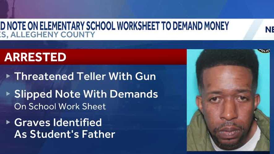Pa. man arrested after allegedly robbing a bank using a note written on a school worksheet