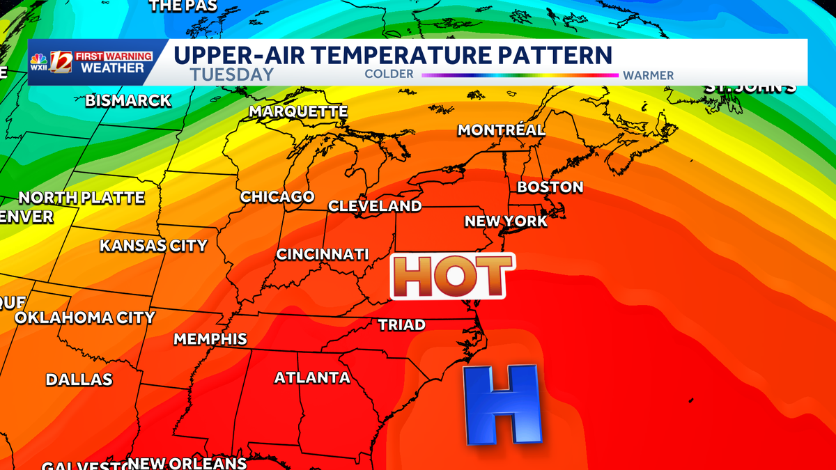 Hotter highs in the 90s in the Piedmont of North Carolina | Cooler highs and rain chances late week
