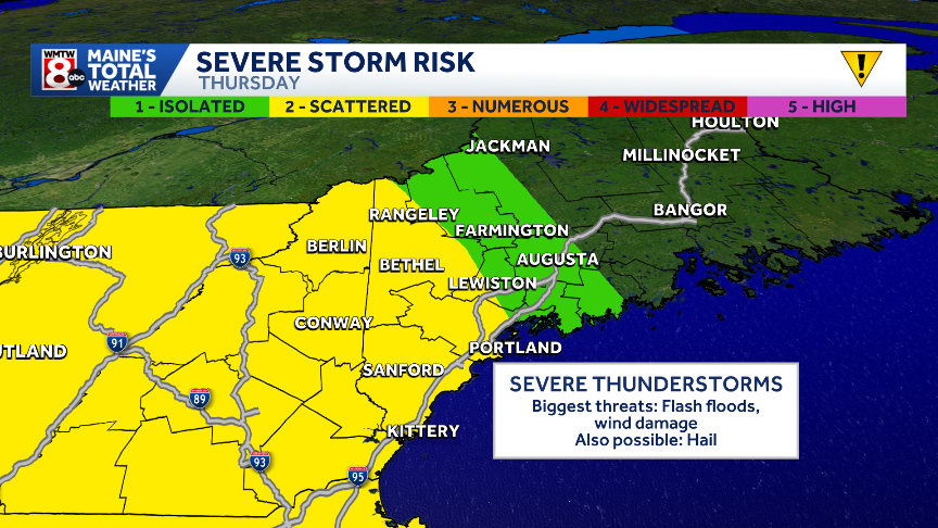 Severe weather threat increases in Maine Thursday