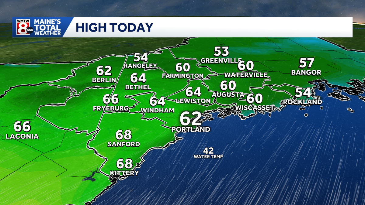 Rain tapers in Maine and the warm up begins