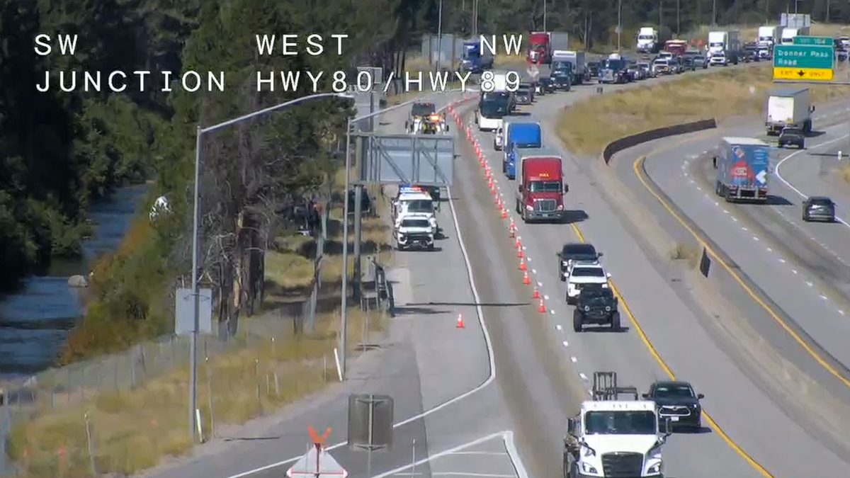 Traffic delays on I-80 after a fatal crash in the Sierra