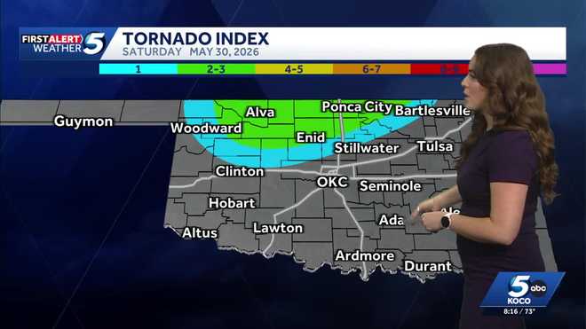 Riesgo de tornado en Oklahoma 30 de mayo de 2026