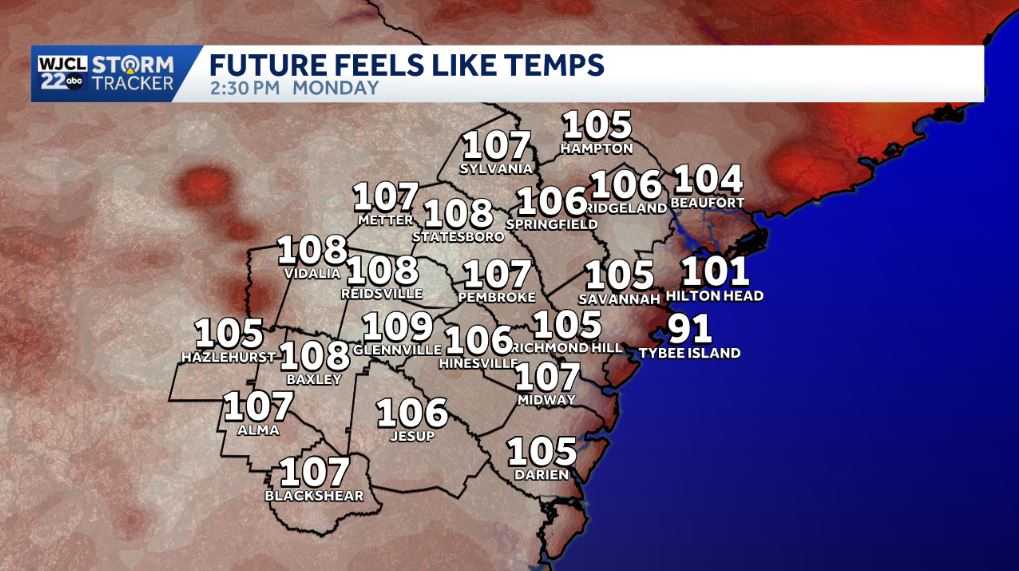 Savannah Heat Advisory: feels like temps near 108° today