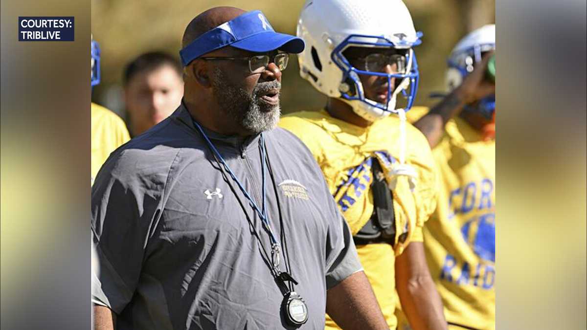 Photo: WTAE Cornell High School football coach Ed Dawson at a team practice in August 2025