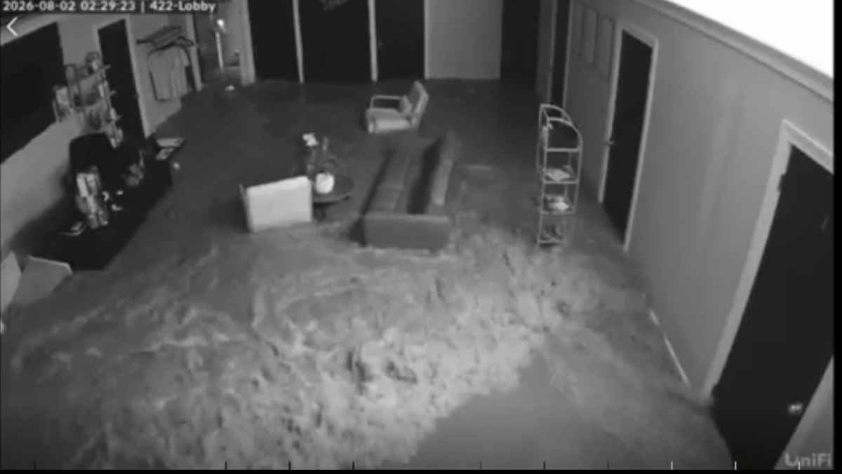 MUST WATCH | Surveillance footage shows flooding inside of Luxe Tan in Mount Airy, North Carolina