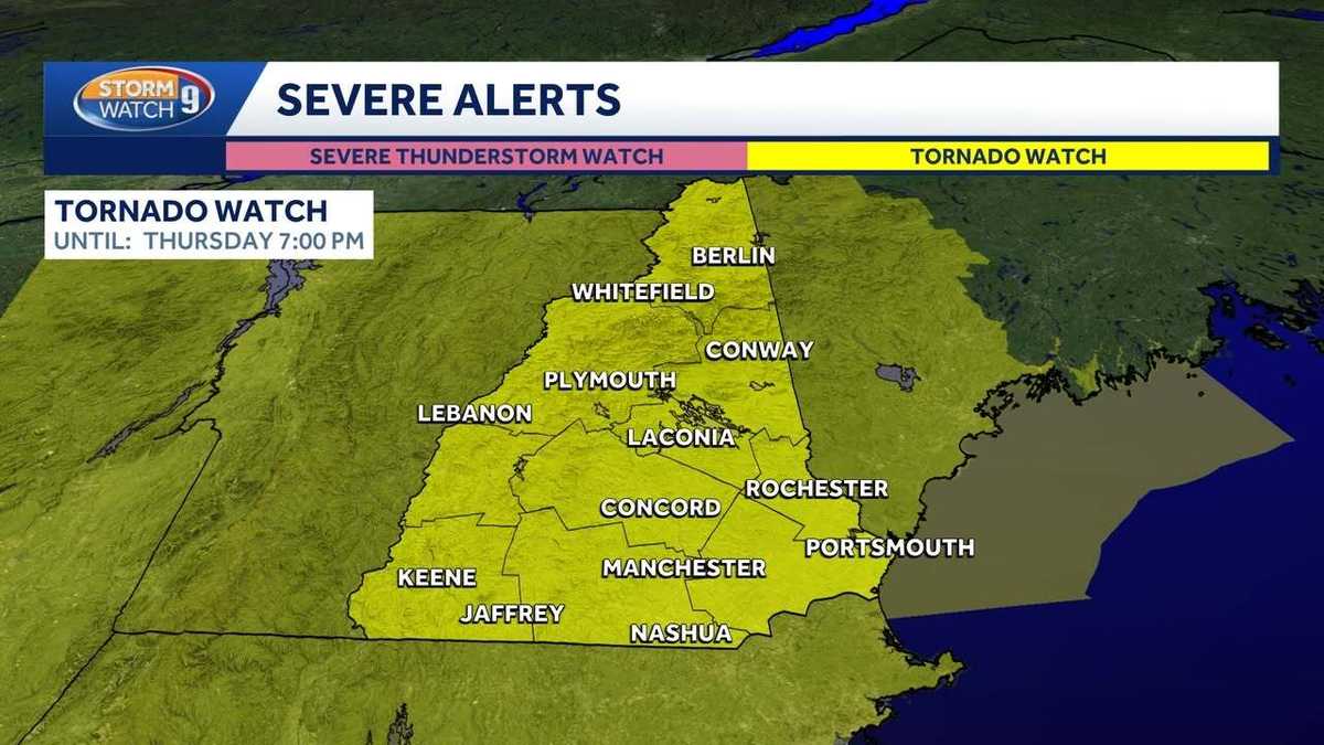 Tornado watch posted for New Hampshire as storms approach