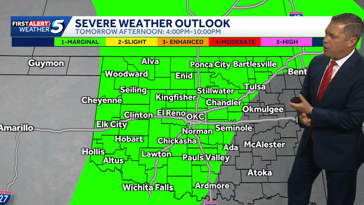 TIMELINE: Severe weather risk with damaging winds, hail for Oklahoma Saturday