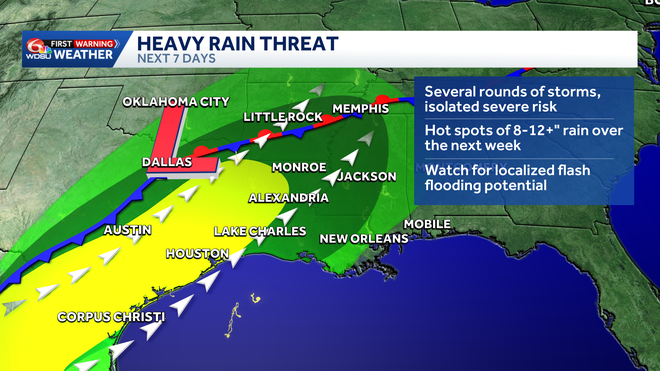 Localized flash flood risk Wednesday and into the weekend