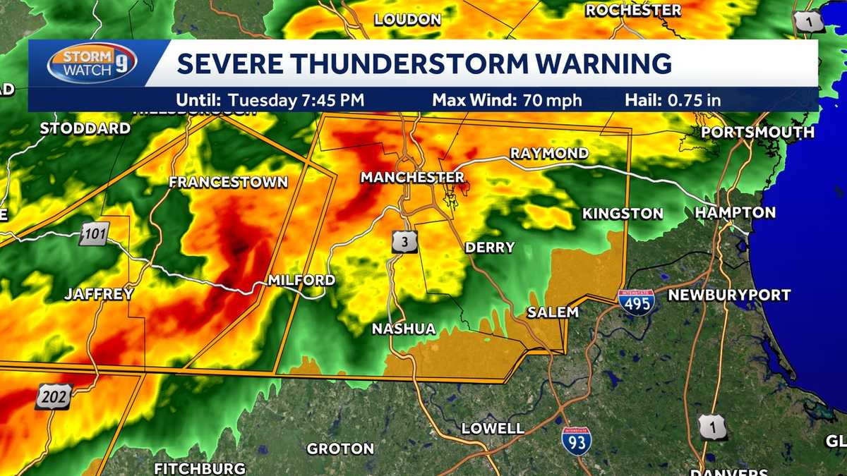 Severe Thunderstorm Warning for New Hampshire