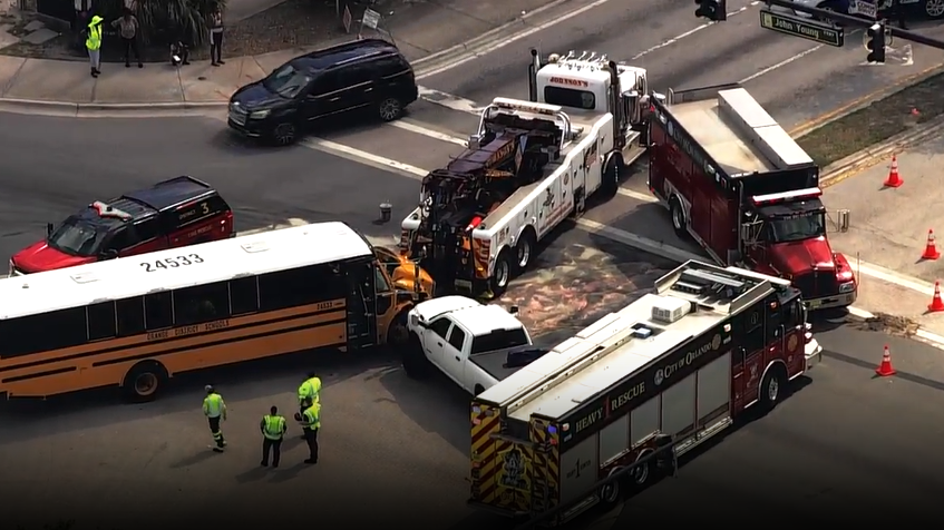 OCPS bus, pickup truck collide at Orlando intersection