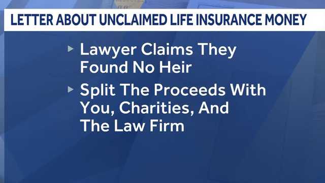 Scam letters claim unclaimed life insurance money