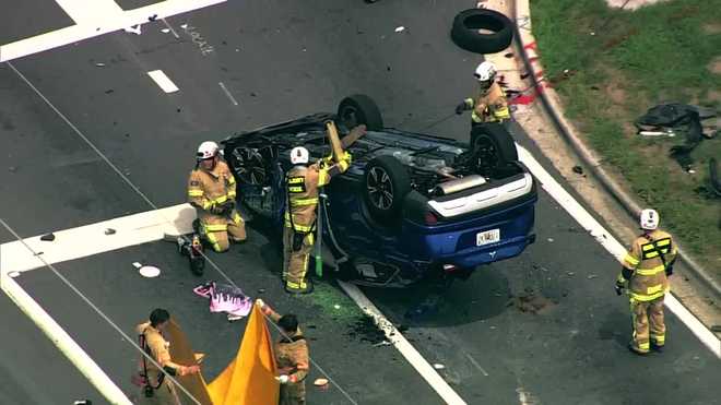 car flips, 10 people involved in crash near seaworld |