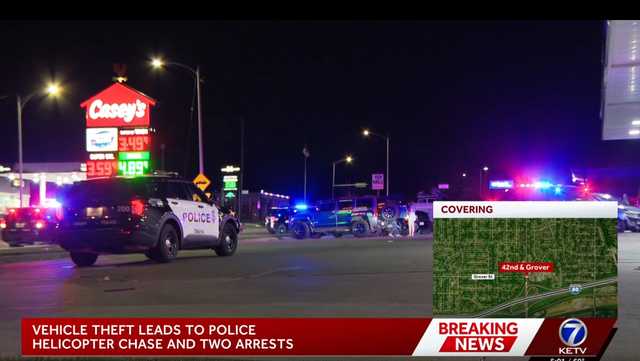 Stolen minivan leads to helicopter chase and two arrests