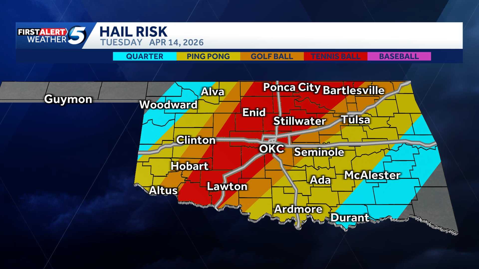 FORECAST: Oklahoma storms with tornado risk possible Tuesday - KOCO