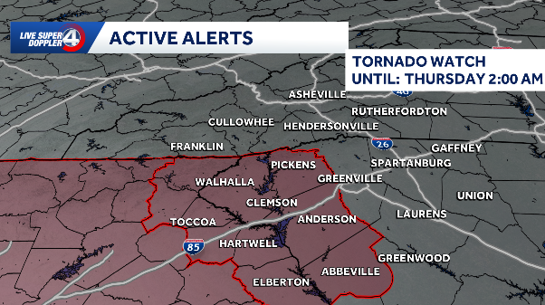 Tornado watch issued for several Georgia counties