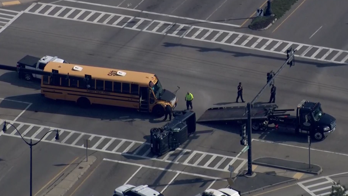 No children on board after school bus crashes in Plymouth